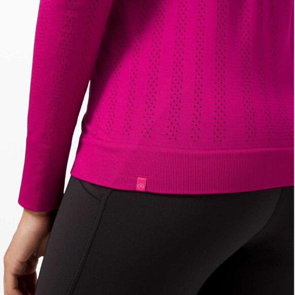 Lululemon Top Swiftly Breathe Long Sleeve Fetching Lines Ripened Raspberry 10 - Picture 4 of 6
